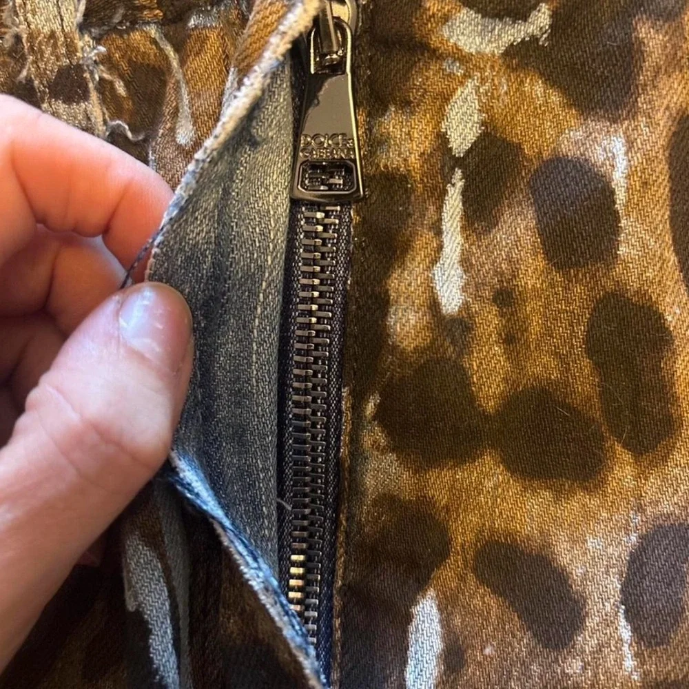 NWT Dolce & Gabbana Leopard Denim Mini Skirt Y2K Italy 38 - Picture 6 of 7